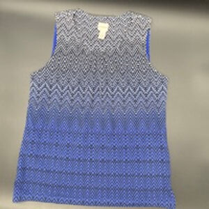 CHICO’S Tank Top Size M Blue White Geometric